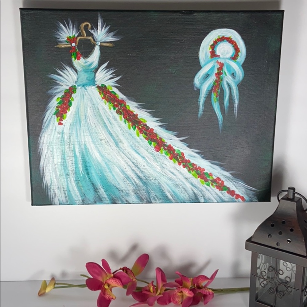Hand Painted The Dress  Acrylic  Paint on Canvas  Fashion Wall Decor
